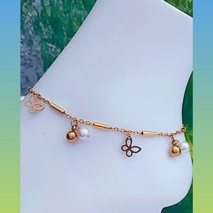 ANKLET WITH FRESH WATER PEARL ,24K GOLD PLATED